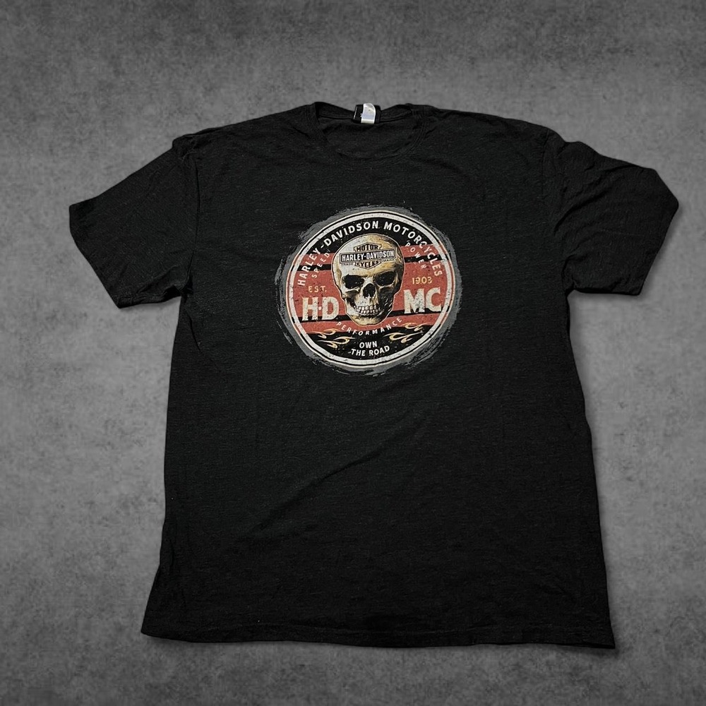 2015 Harley Davidson Skull Graphic Shirt Swiss Valley Monroe WI Black Mens XL